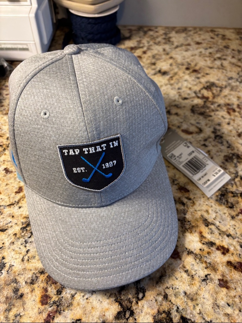 NWT Adidas “Tap That In” Patch Gray Golf Hat SnapBack Adjustable est 1987